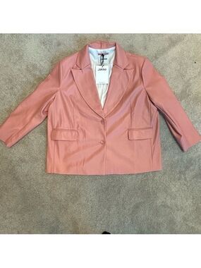 Jakke Frankie Faux Leather Oversized Blazer Peach Pink Sz S NWT pleather vegan
